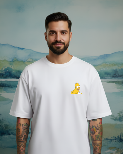 Elora Veyn Unisex Oversize “Homer Parmak Simpson '” Baskılı Tişört