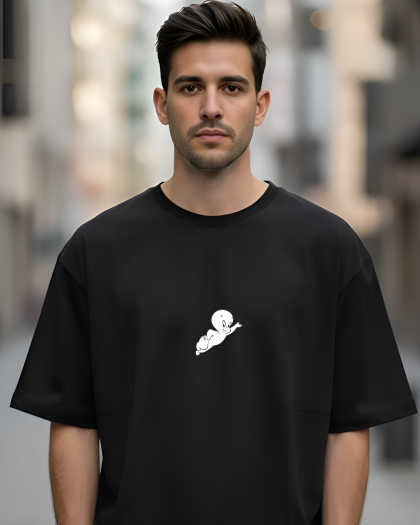 Elora Veyn Unisex Oversize “Sevimli Casper desenli '”  Baskılı Tişört