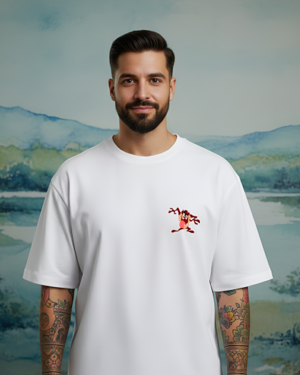 Elora Veyn Unisex Oversize “Tazmanya Canavarı '” Baskılı Tişört